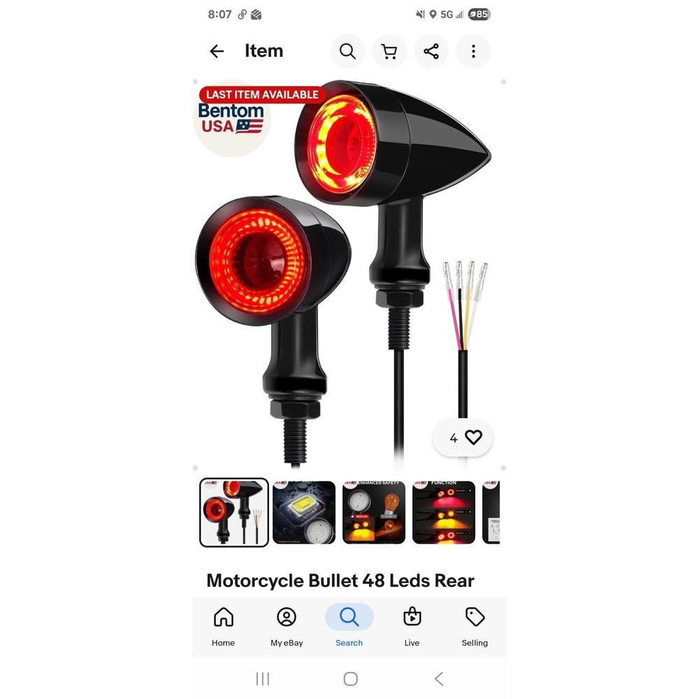 Motorcycle Bullet 48 LED Rear Turn Signal Light SMD Blinker Red Amber Black Pair